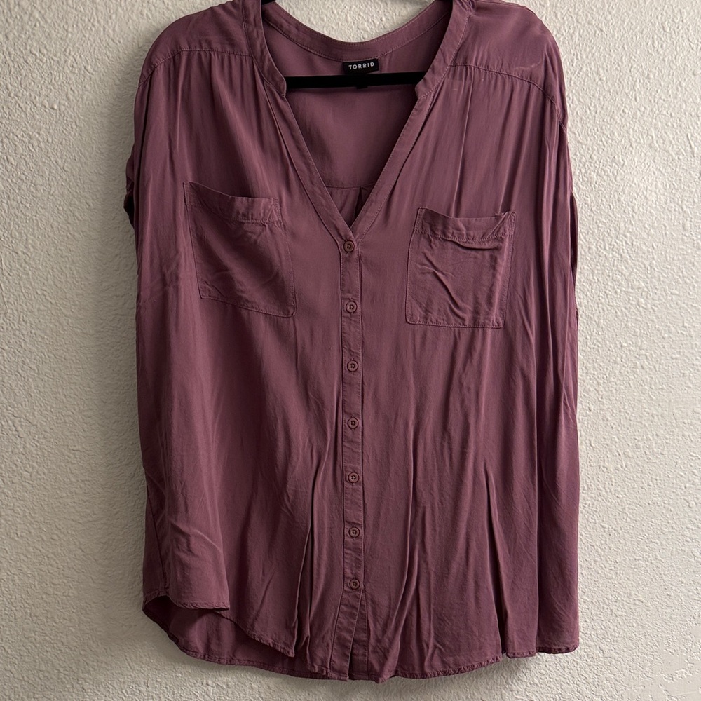 Torrid Mauve Button-Down Shirt